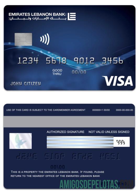 Lebanon Emirates Lebanon Bank Visa Classic Charge Card sample